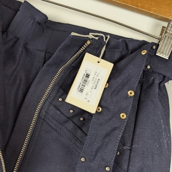 Maje jinta dark navy zip front buckle skirt black with gold - Picture 10 of 15